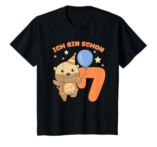 Otter Ich bin schon 7 Otter Geburtstags Kinder T-Shirt von Süße Tiere Geschenkidee zum 7. Geburtstag