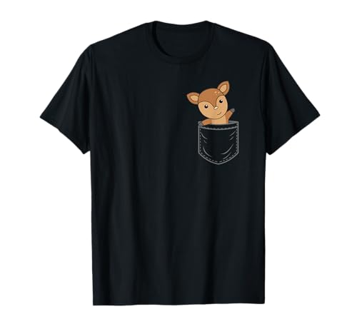 Reh in der Brusttasche süße Rehe für Kinder T-Shirt von Süße Tiere in Tasche Brusttasche süße Geschenkidee