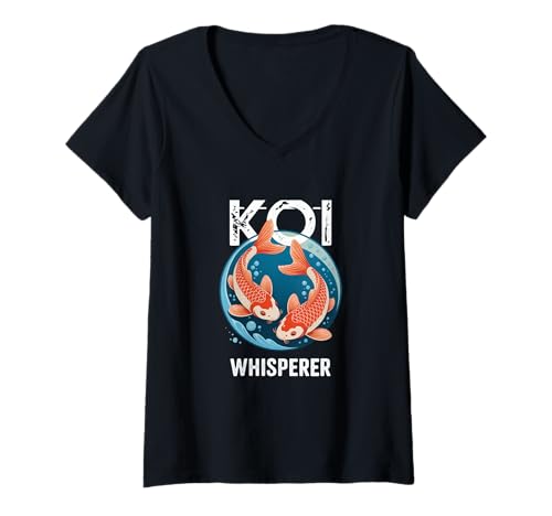 Damen Koi Fish Männer Frauen kühle Koi Whisperer Spaß T-Shirt mit V-Ausschnitt Damen Koi Fish Männer Frauen kühle Koi Whisperer Spaß T-Shirt mit V-Ausschnitt von Süße japanische Meerestier -Haustier Liebe