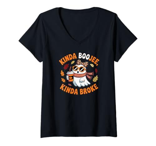 Damen Halloween Boojee Ghosts T-Shirt mit V-Ausschnitt von Süße und freche benutzerdefinierte Gibutiquen