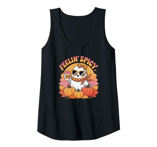 Damen Halloween süßer Geistergefühl Pumpkin Tank Top von Süße und freche benutzerdefinierte Gibutiquen