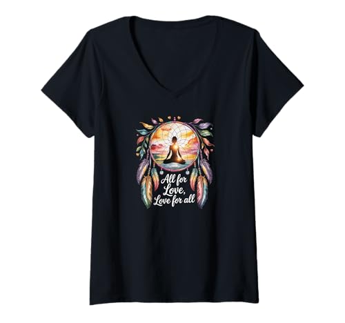 Damen Meditationsgrafik Boho T-Shirt mit V-Ausschnitt von Süße und freche benutzerdefinierte Gibutiquen