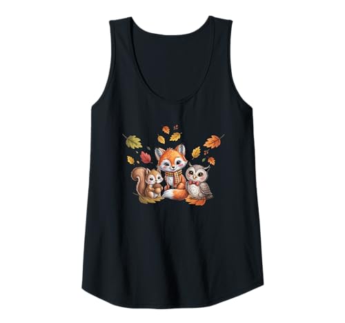 Damen Süße Herbstblätter Waldtiere für den Tank Top von Süße und freche benutzerdefinierte Gibutiquen