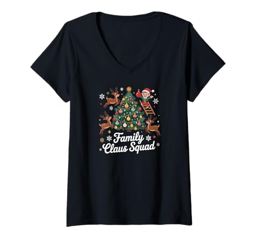 Damen Weihnachtskaderfamilie Matching T-Shirt mit V-Ausschnitt von Süße und freche benutzerdefinierte Gibutiquen