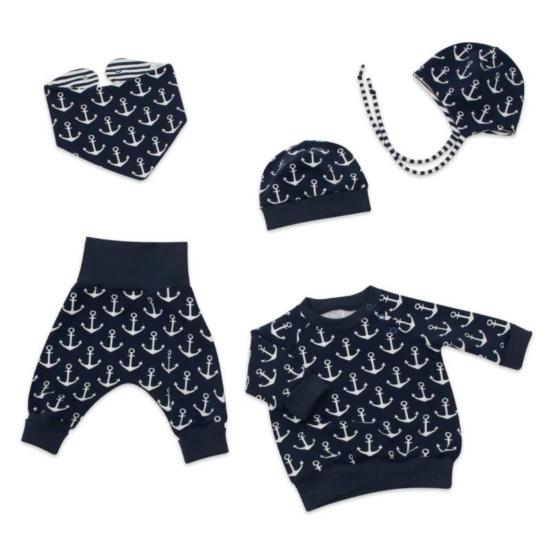 Baby-Set "Glücksanker" Maritim Pullover + Pumphose Mütze Halstuch - Ab Frühchen Größen Im Set Oder Einzeln Geschenk Geburt von SuesseZwerge