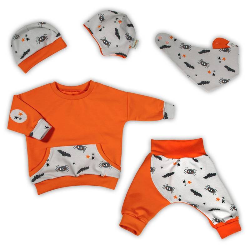 Baby Set Pullover Pumphose Mütze Tuch "Halloween" Spinne & Fledermaus - Im Oder Einzeln von SuesseZwerge
