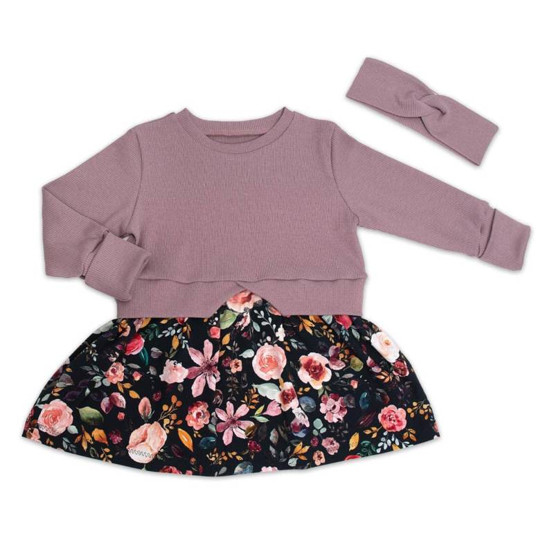 Girly Sweater/Pullover Mit Schößchen Pullover-Kleid - Baby Mädchen "Blumentraum Aquarell" Geschenk Geburt Geburtstagskleid von SuesseZwerge