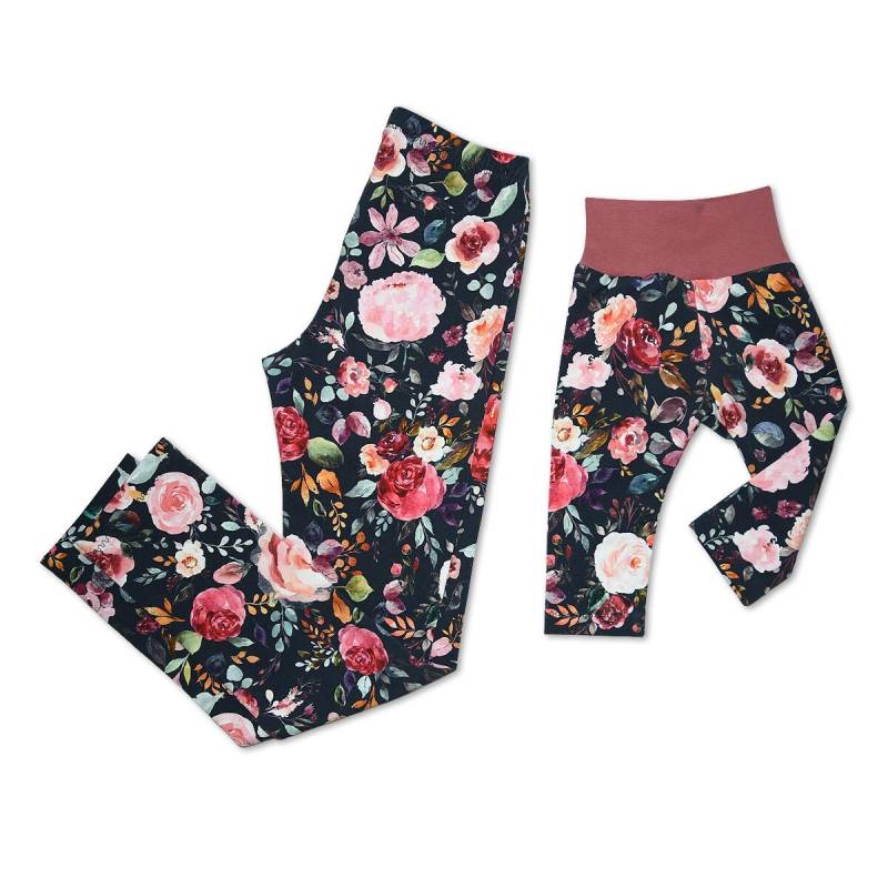 Leggings Blumen Aquarelloptik Nachtblau - Geschenk Geburt Babyparty Baby Mädchen Gr. 50 Bis 158 Stoffauswahl Oeko-Tex Standard Stoff von SuesseZwerge