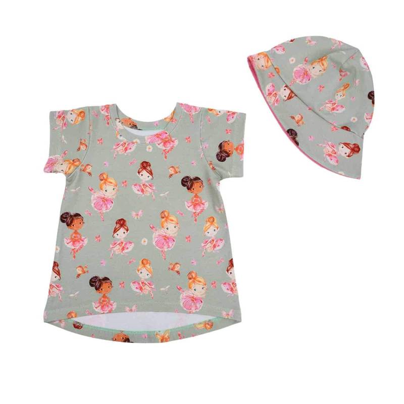 Sommeroutfit T-Shirt + Sonnenhut /Sommermütze Baby Mädchen "Tanzende Ballerina" Mint Geschenk Geburt Babyparty von SuesseZwerge