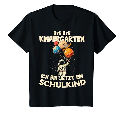 Kinder Bye Bye Kindergarten Schulkind Astronaut Planeten Ballons T-Shirt Kinder Bye Bye Kindergarten Schulkind Astronaut Planeten Ballons T-Shirt von Süßer Astronauten Weltall Einschulung Shop
