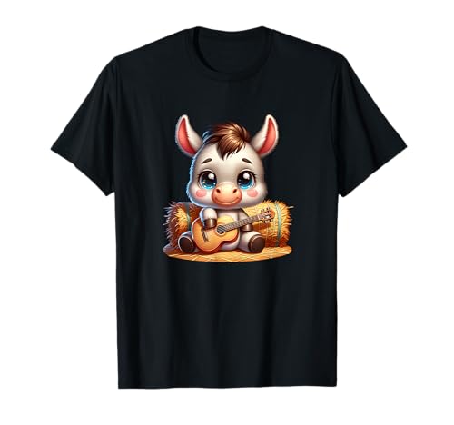 Niedlicher Baby Esel Mit Gitarre Auf Strohballen T-Shirt Niedlicher Baby Esel Mit Gitarre Auf Strohballen T-Shirt von Suesser Baby Esel Gitarre Bauernhof Musik