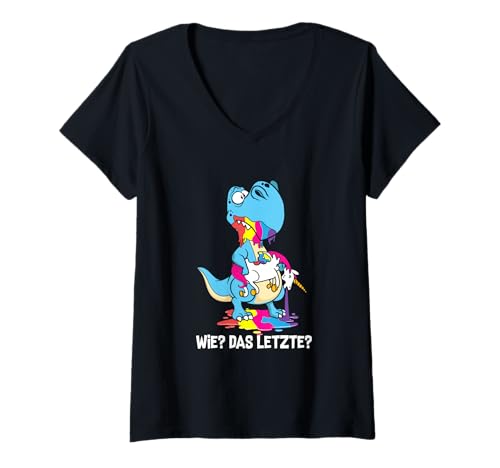 Damen Lustiger Drache wie der letzte Drache isst Einhorn T-Shirt mit V-Ausschnitt Damen Lustiger Drache wie der letzte Drache isst Einhorn T-Shirt mit V-Ausschnitt von Süßer Drache isst das letzte Einhorn T-Shirt