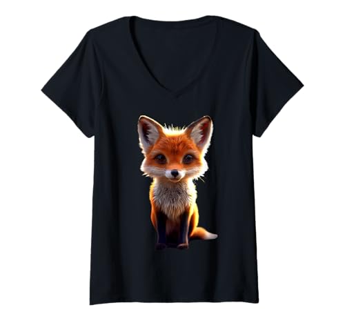 Damen Fuchs Motiv Ich Liebe Füchse Rotfuchs Fuchsbau Kleiner Fuchs T-Shirt mit V-Ausschnitt Damen Fuchs Motiv Ich Liebe Füchse Rotfuchs Fuchsbau Kleiner Fuchs T-Shirt mit V-Ausschnitt von Süßer Fuchs & Füchse Geschenk für Fuchs Liebhaber