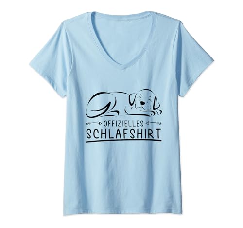 Damen Offizielles Schlafshirt Labrador Schlafanzug Nachthemd T-Shirt mit V-Ausschnitt von Süßer Labrador & Hund Geschenkideen Kinder Herren