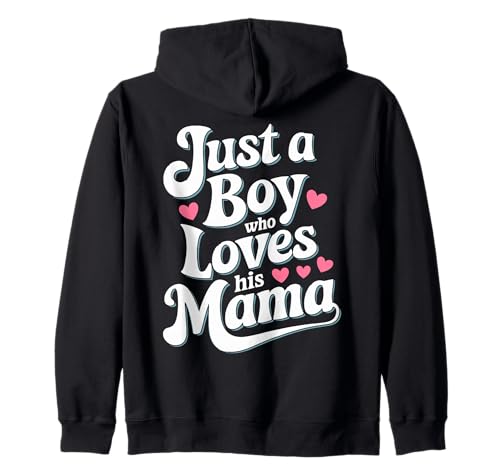 Just A Boy Who Loves His Mama Retro Herz Muttertag Mama Sohn Kapuzenjacke Just A Boy Who Loves His Mama Retro Herz Muttertag Mama Sohn Kapuzenjacke von Süßer Mama Sohn Spruch Pinkes Herz Familie