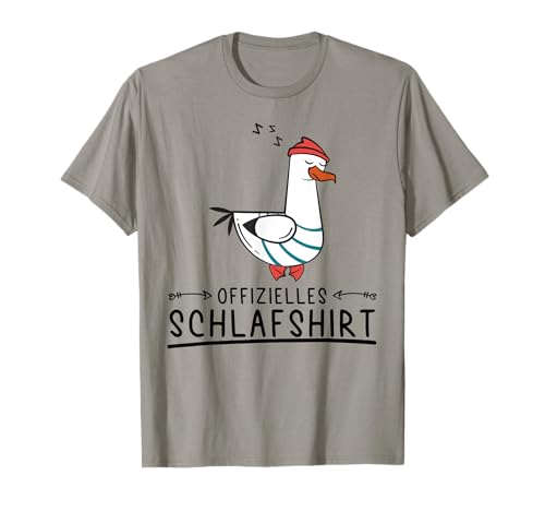 Süßer Möwe & Nordsee Geschenkideen Schlafshirt Pyjama Schlafanzug Nachthemd T-Shirt Grau Klein Klassisch geschnitten Kurzarm Crew-Neck Unisex-Erwachsene und Kinder Frauen von Süßer Möwe & Nordsee Geschenkideen Kinder Herren