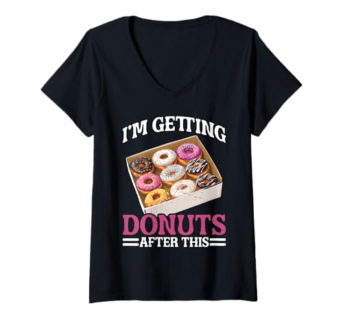 Damen I'm Getting Donuts After This Post Workout Sugar Craving - T-Shirt mit V-Ausschnitt Damen I'm Getting Donuts After This Post Workout Sugar Craving - T-Shirt mit V-Ausschnitt von Süßer Workout Fitness Humor