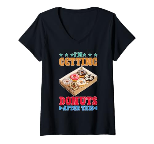 Damen I'm Getting Donuts After This Post Workout Sugar Craving T-Shirt mit V-Ausschnitt Damen I'm Getting Donuts After This Post Workout Sugar Craving T-Shirt mit V-Ausschnitt von Süßer Workout Fitness Humor