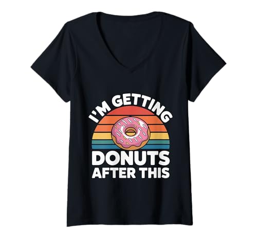 Damen I'm Getting Donuts After This - T-Shirt mit V-Ausschnitt Damen I'm Getting Donuts After This - T-Shirt mit V-Ausschnitt von Süßer Workout Fitness Humor