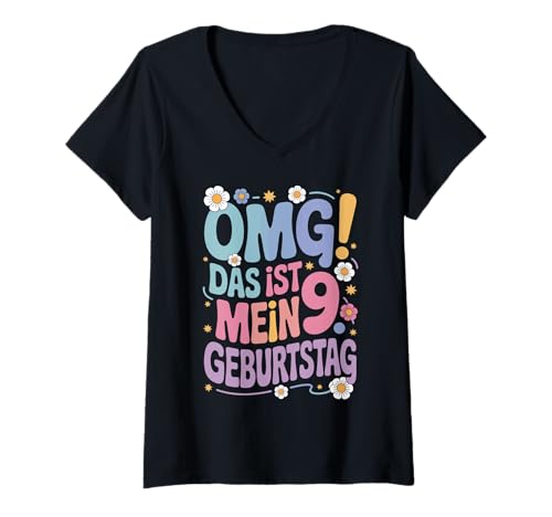Damen 9. Geburtstag Mädchen Kind OMG Das Ist Mein 9. Geburtstag T-Shirt mit V-Ausschnitt Damen 9. Geburtstag Mädchen Kind OMG Das Ist Mein 9. Geburtstag T-Shirt mit V-Ausschnitt von Süßes 9 Jahre Mädchen Geschenk Kindergeburtstag