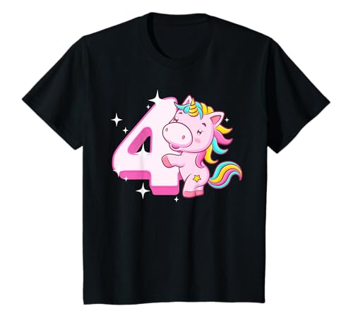 Kinder 4. Geburtstag Einhorn Mädchen 4 Jahre alt Ich bin schon 4 T-Shirt von Süßes Einhorn Geburtstag Geschenke für Mädchen