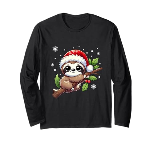 Faultier Frohe Weihnachten Damen Herren Kinder Weihnachts Langarmshirt von Süßes Faultier Christmas Weihnachten Kleidung
