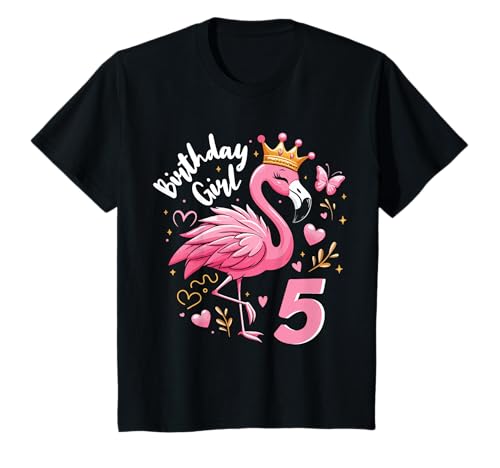 5. Geburtstag süßes Flamingo Mädchen 5 Jahre alt T-Shirt von Süßes Geburtstagsgeschenk für Mädchen Flamingo