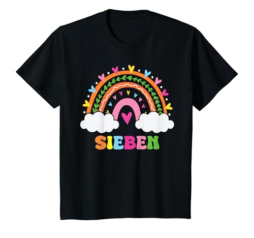 Kinder 7. Geburtstag süßes Regenbogen Mädchen 7 Jahre alt Niedlich T-Shirt von Süßes Geburtstagsgeschenk für Mädchen Regenbogen