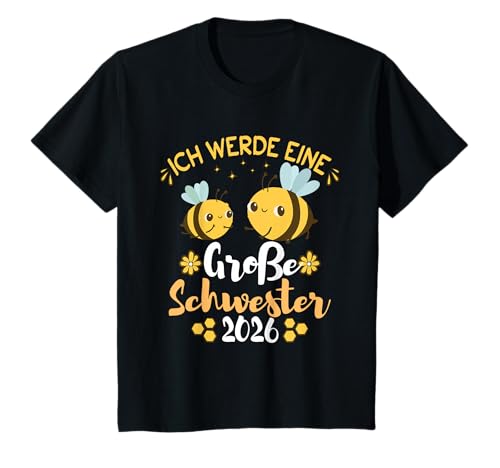 I Will Be A Big Sister 2026 Bees Baby Ankündigung T-Shirt von Süßes Große Schwester 2026 Bienen Geschenk