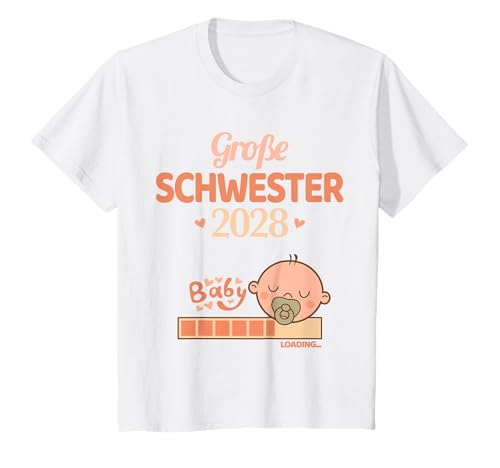 Ich werde große Schwester 2028 Baby Loading Mädchen T-Shirt von Süßes Mädchen Geschwister Ankündigung Design
