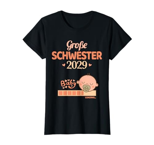 Ich werde große Schwester 2029 Baby Loading Mädchen T-Shirt von Süßes Mädchen Geschwister Ankündigung Design