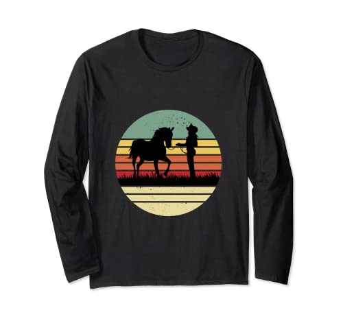 Pferde Mädchen Pferdemädchen Pfereliebe Sonnenuntergang Langarmshirt von Süßes Pferde Teen Girl Kostüm: Pferdeliebe Pony
