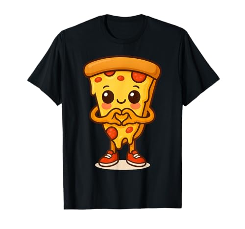 Pizza Stück mit Herz Händen - Pizza für Kinder T-Shirt von Süßes Pizza Stück mit Herz Händen