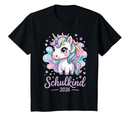 Kinder Süßes Einhorn Schulkind 2026 Einschulung Mädchen T-Shirt von Süßes Vorschule, Schultüte & Regenbogen Design
