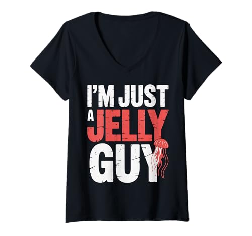 Damen I'm Just A Jelly Guy Eifersüchtiger Wortspiel süßer Witz ||- T-Shirt mit V-Ausschnitt von Süßes Wortspiel Verspielter Stimmung Snack