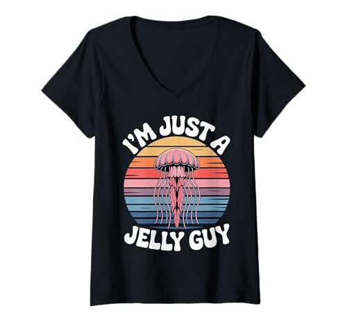 Damen I'm Just A Jelly Guy Eifersüchtiger Wortspiel süßer Witz |- T-Shirt mit V-Ausschnitt von Süßes Wortspiel Verspielter Stimmung Snack