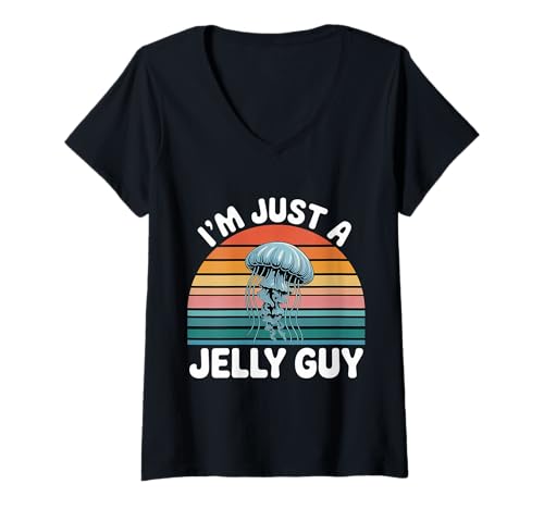 Damen I'm Just A Jelly Guy Eifersüchtiger Wortspiel süßer Witz |- T-Shirt mit V-Ausschnitt von Süßes Wortspiel Verspielter Stimmung Snack