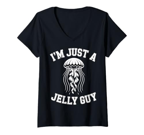 Damen I'm Just A Jelly Guy Jealous Pun Sweet Joke - T-Shirt mit V-Ausschnitt von Süßes Wortspiel Verspielter Stimmung Snack
