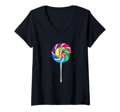 Damen Zucker-Lolly Kinder Lutscher Kinder Lutscher Süßigkeiten T-Shirt mit V-Ausschnitt Damen Zucker-Lolly Kinder Lutscher Kinder Lutscher Süßigkeiten T-Shirt mit V-Ausschnitt von Süßigkeiten, Zucker und Sweets Tees