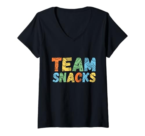 Damen Team Snacks T-Shirt mit V-Ausschnitt von Süßigkeiten Gruppenmotiv