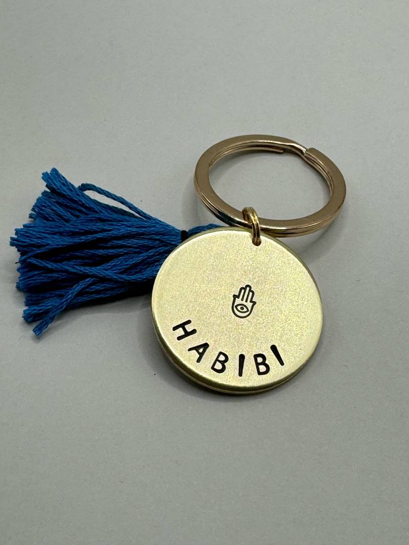 Habibi Schlüsselanhänger Arabisch Geliebter Geschenk Liebe Anhänger Handgestempelt Habibti Protection Hand Fatima Liebesgeschenk Partner von Suessmaedchen