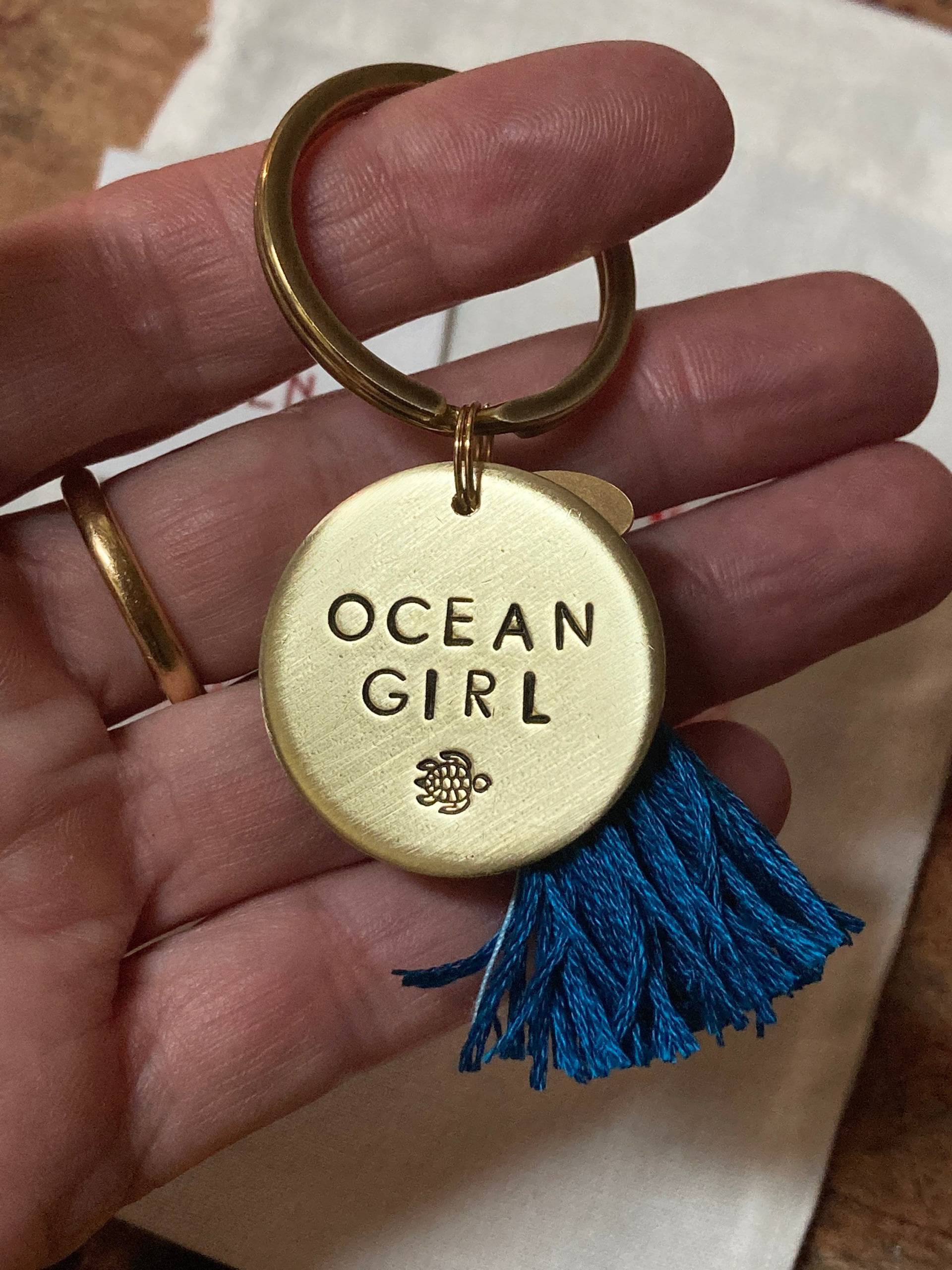 Ocean Girl Schlüsselanhänger Mit Quaste Symbol Wählbar Schildkröte, Palme, Welle, Surfbrett, Seepferdchen, Sonne von Suessmaedchen