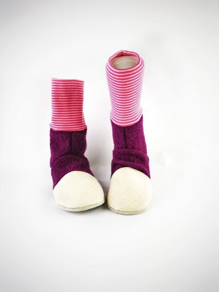 Süßstoff Hausschuhe aus Wolle mit Ledersohle, Hüttenschuhe von Süßstoff