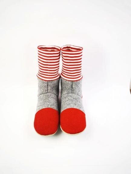 Süßstoff Hausschuhe aus Wolle mit Ledersohle, Hüttenschuhe von Süßstoff