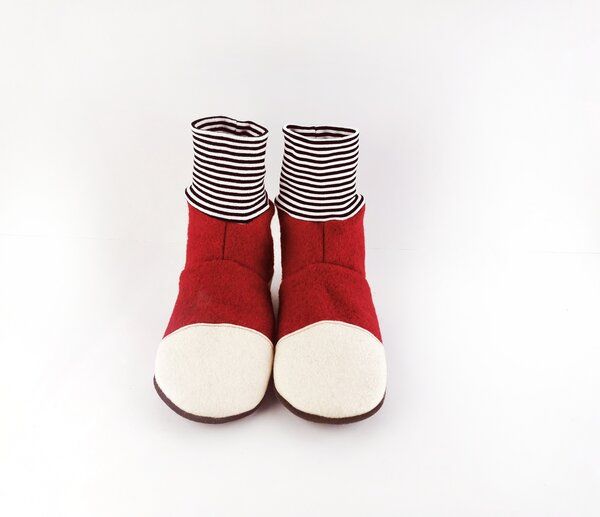 Süßstoff Hausschuhe aus Wolle mit Ledersohle, Hüttenschuhe von Süßstoff