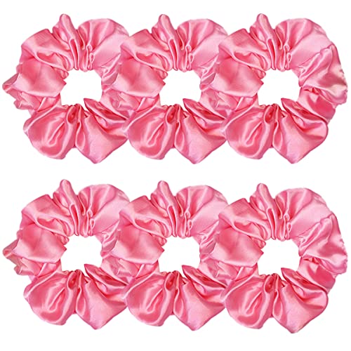 6 Stück Satin Seide Haar scrunchies weiche Haarband Mode Haarband Haar Schleife Seil Haar elastisches Armband Pferdeschwanzhalter Haarzubehör für Frauen und Mädchen (4,5 Zoll, Kirschrosa) von Sufermoe