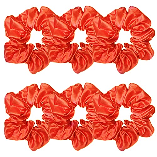 6 Stück Satin Seide Haar scrunchies weiche Haarband Mode Haarband Haar Schleife Seil Haar elastisches Armband Pferdeschwanzhalter Haarzubehör für Frauen und Mädchen (4,5 Zoll, orange) von Sufermoe