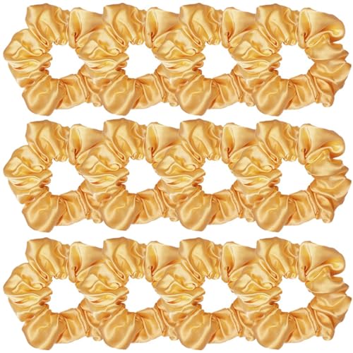 Sufermoe 12 Stück Satin-Haargummis aus Seide, gelb, 11,4 cm, weiche Haargummis für Frauen und Mädchen, vielseitiger Haarschmuck für Pferdeschwanz, Schleifen, Zöpfe und Armbänder von Sufermoe