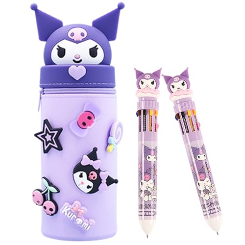 Suffolly Kawaii-Federmäppchen, Teleskop-Federmäppchen, personalisierbar, niedliches weiches Silikon-Federmäppchen, 2-in-1-Tasche, großes Fassungsvermögen, Federmäppchen und Schreibtisch-Stifthalter von Suffolly