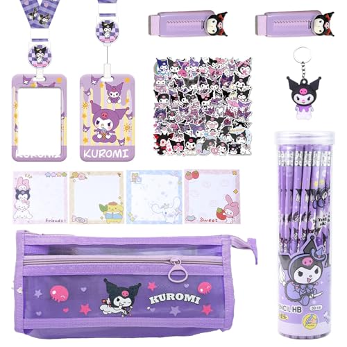 Suffolly Schreibwaren Set MäDchen,Karikatur Schulbedarf EnthäLt FedermäPpchen Bleistifte Radiergummi Haftnotizen,Geschenke zum Schulanfang für Kinder von Suffolly